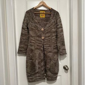Kooi | Kooi Knitwear Women’s Large Two Button Cardigan Beige Brown Cream